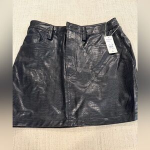Favorite Daughter Black Croc-Embossed Mini Skirt